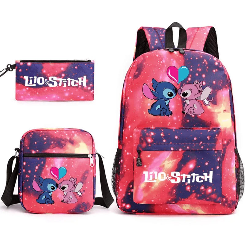 Mochila Infantil Stitch Lovers - Com Lancheira e Estojo de Brinde -Fofura Total em Forma De mochila