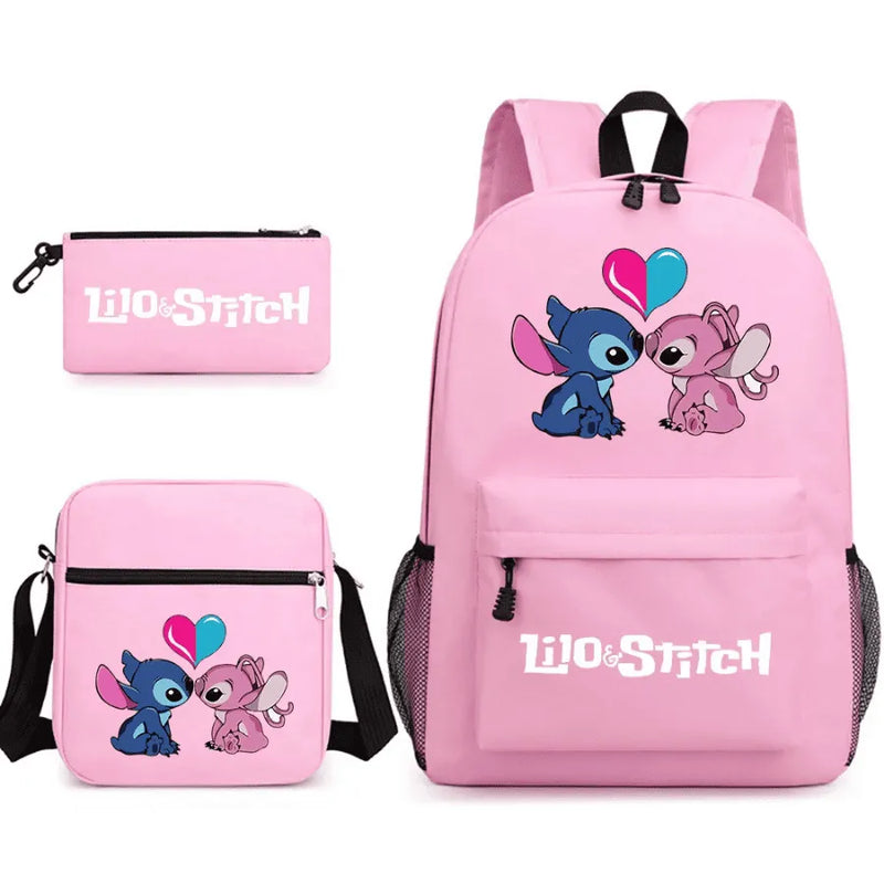 Mochila Infantil Stitch Lovers - Com Lancheira e Estojo de Brinde -Fofura Total em Forma De mochila