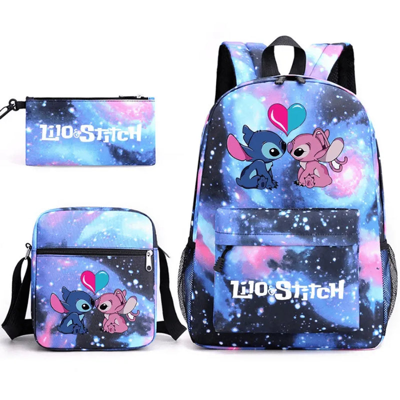 Mochila Infantil Stitch Lovers - Com Lancheira e Estojo de Brinde -Fofura Total em Forma De mochila