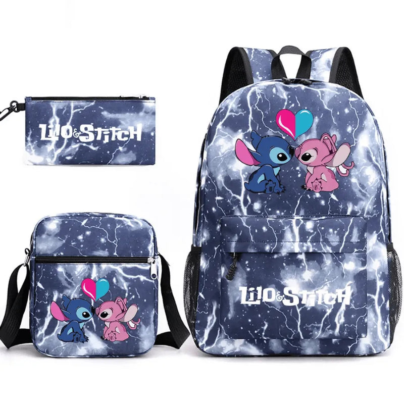 Mochila Infantil Stitch Lovers - Com Lancheira e Estojo de Brinde -Fofura Total em Forma De mochila