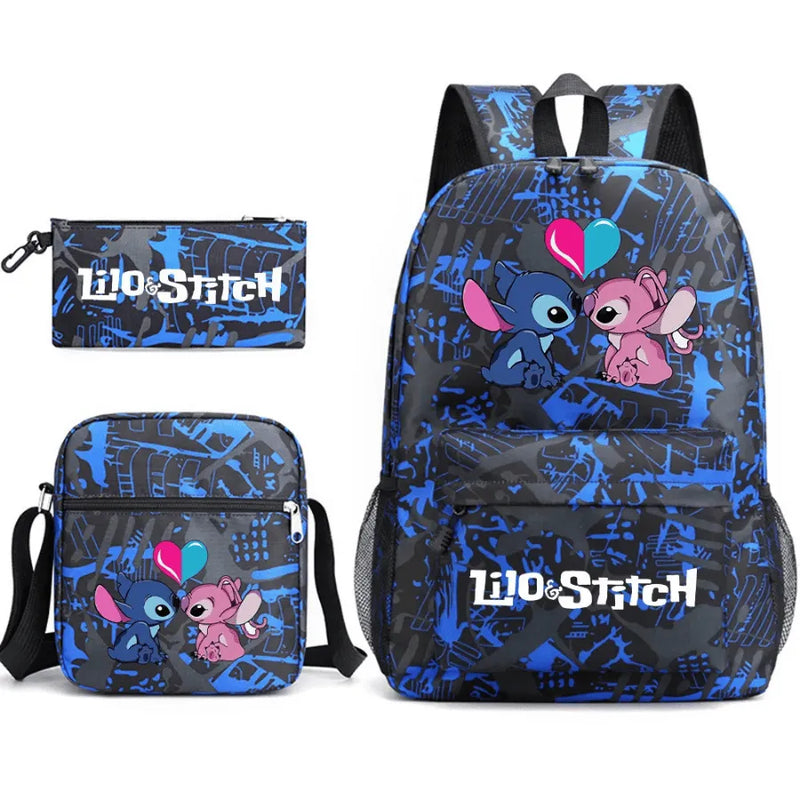 Mochila Infantil Stitch Lovers - Com Lancheira e Estojo de Brinde -Fofura Total em Forma De mochila