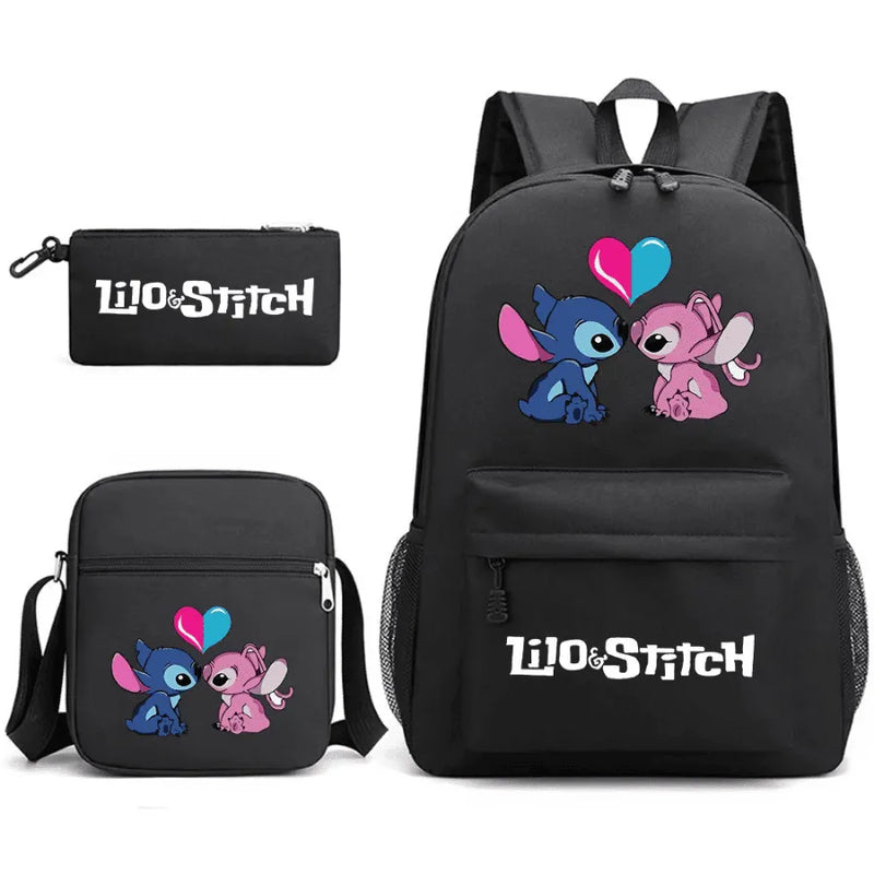 Mochila Infantil Stitch Lovers - Com Lancheira e Estojo de Brinde -Fofura Total em Forma De mochila