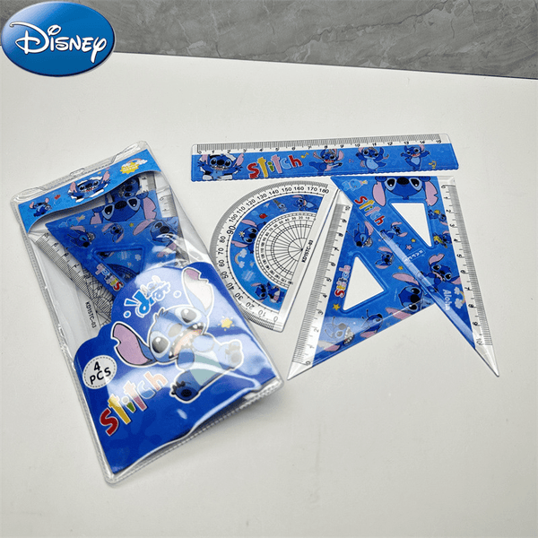 4pcs Disney Stitch Conjunto De Réguas Criativas De Pontos Para Crianças Aprendizado De Estudantes Papelaria Régua Reta Triangulares