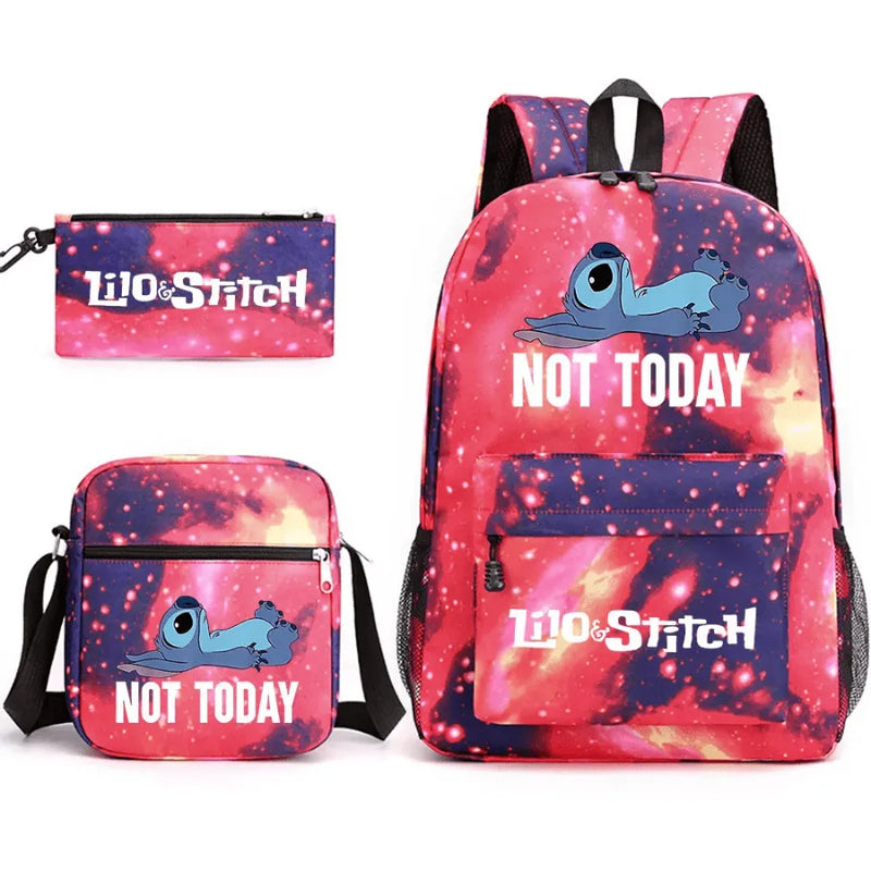 Mochila Infantil Stitch Lovers - Com Lancheira e Estojo de Brinde -Fofura Total em Forma De mochila