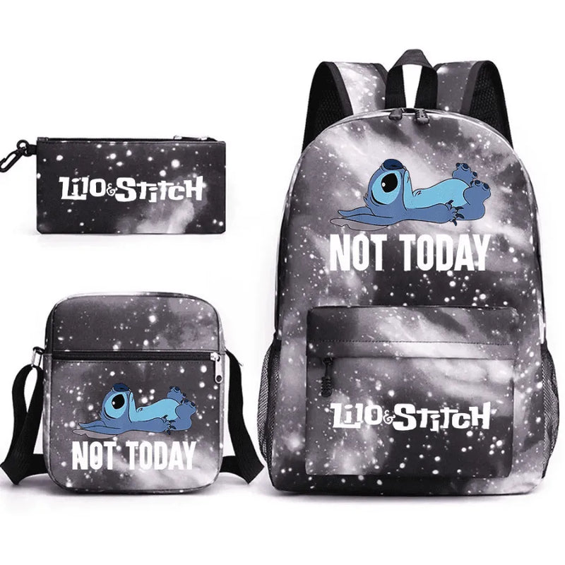 Mochila Infantil Stitch Lovers - Com Lancheira e Estojo de Brinde -Fofura Total em Forma De mochila