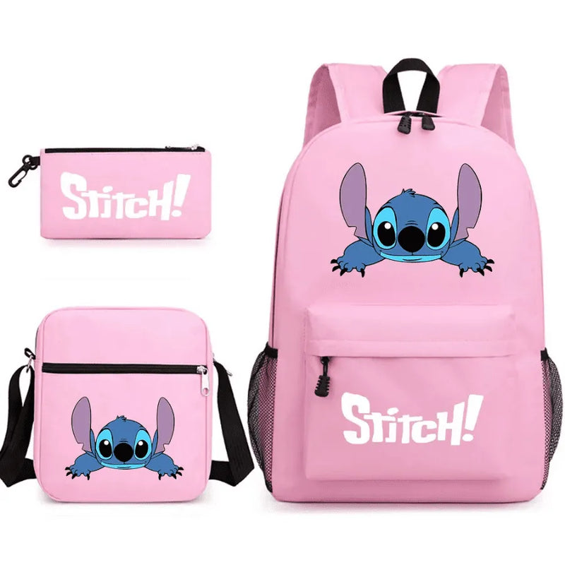 Mochila Infantil Stitch Lovers - Com Lancheira e Estojo de Brinde -Fofura Total em Forma De mochila