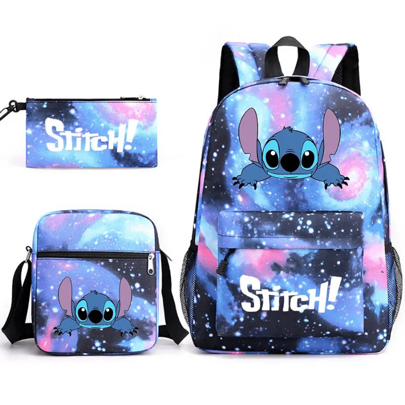 Mochila Infantil Stitch Lovers - Com Lancheira e Estojo de Brinde -Fofura Total em Forma De mochila