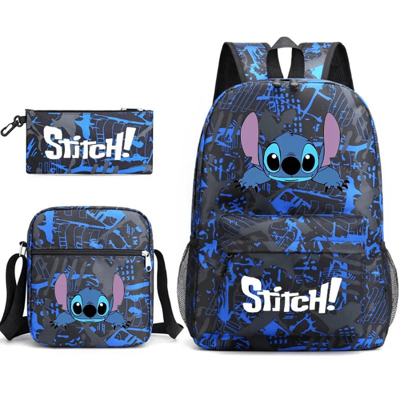 Mochila Infantil Stitch Lovers - Com Lancheira e Estojo de Brinde -Fofura Total em Forma De mochila