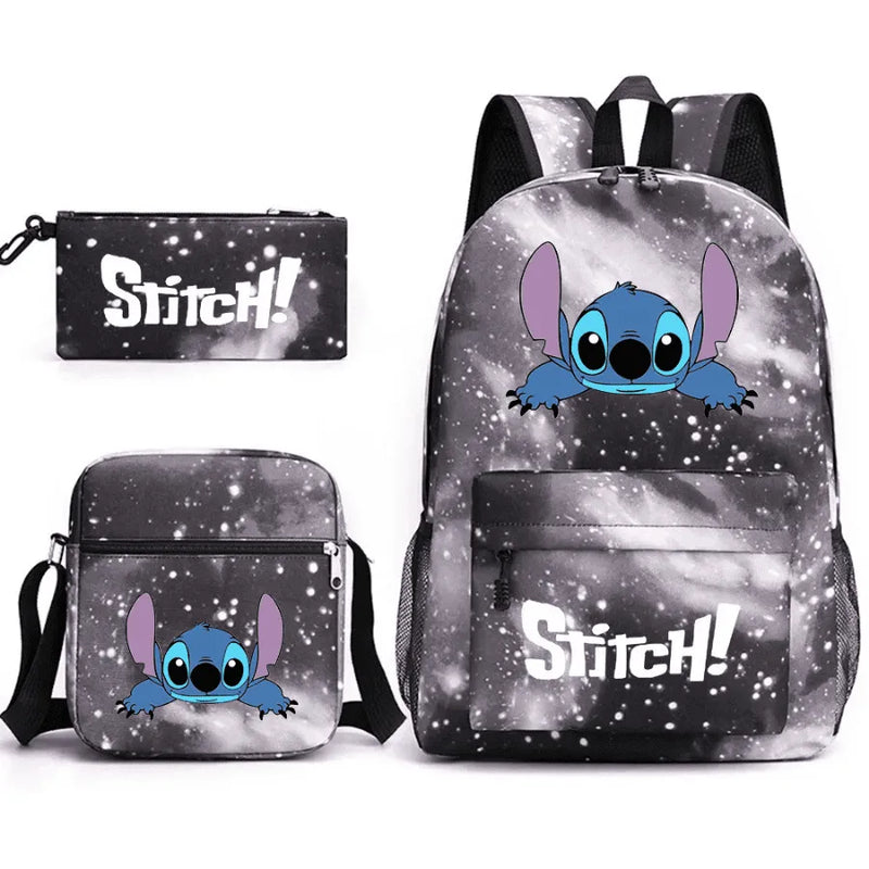 Mochila Infantil Stitch Lovers - Com Lancheira e Estojo de Brinde -Fofura Total em Forma De mochila