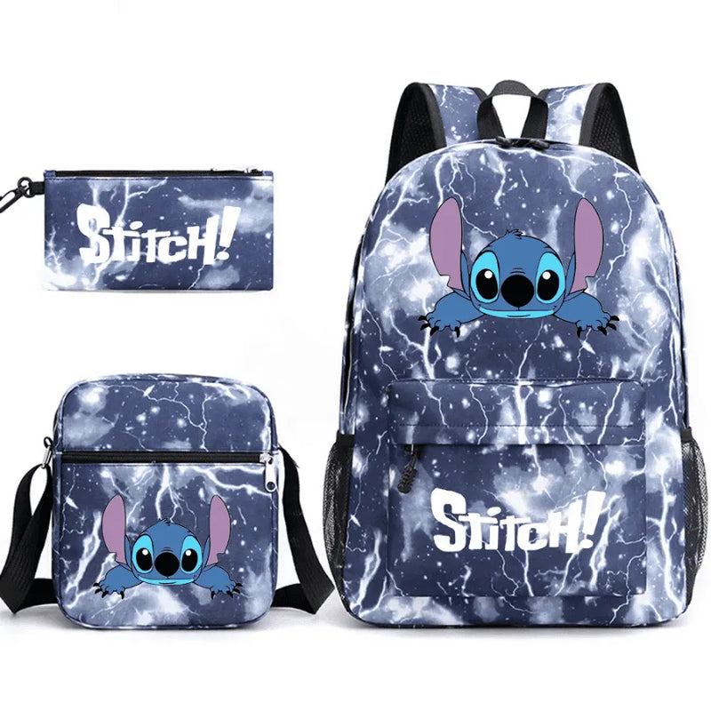 Mochila Infantil Stitch Lovers - Com Lancheira e Estojo de Brinde -Fofura Total em Forma De mochila