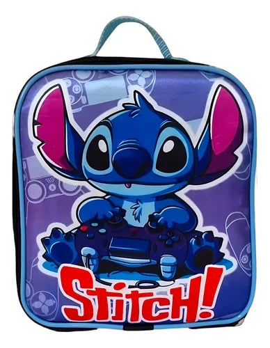 Kit Escolar Stitch Infantil Menino Mochila C/Rodinha, Estojo e Lancheira Térmica