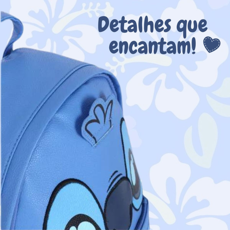 Bolsa de Costas Mochila Stitch Disney Pequena Estilosa Azul