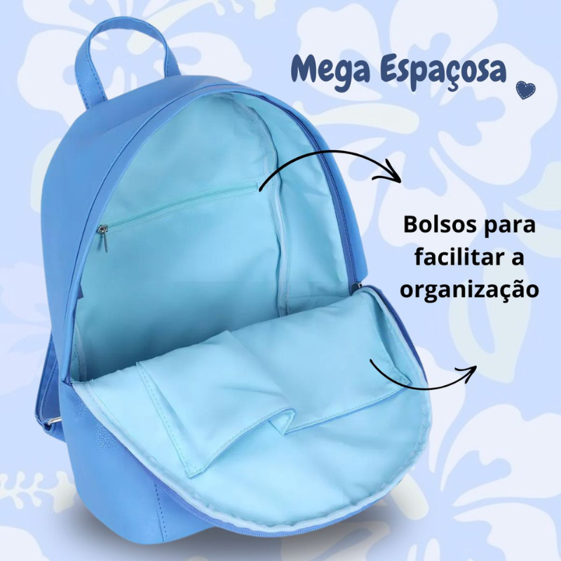 Bolsa de Costas Mochila Stitch Disney Pequena Estilosa Azul