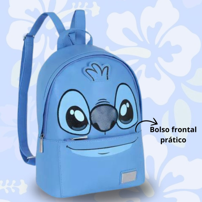 Bolsa de Costas Mochila Stitch Disney Pequena Estilosa Azul