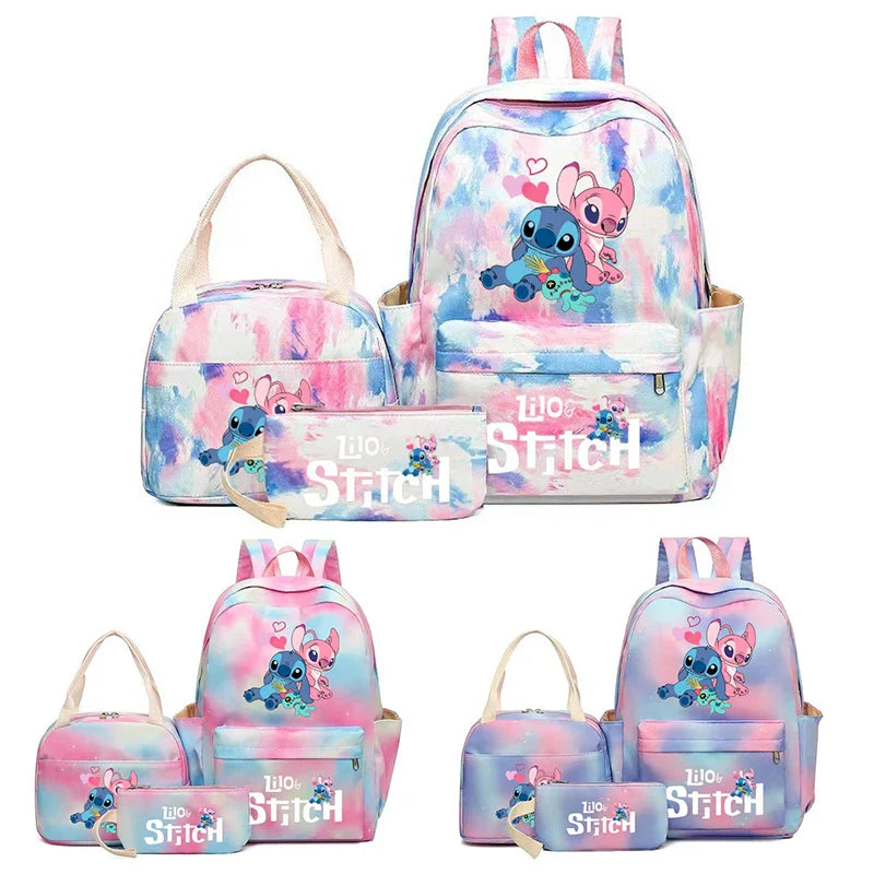 Mochila Infantil 3 Peças com Lancheira e Estojo - Stitch