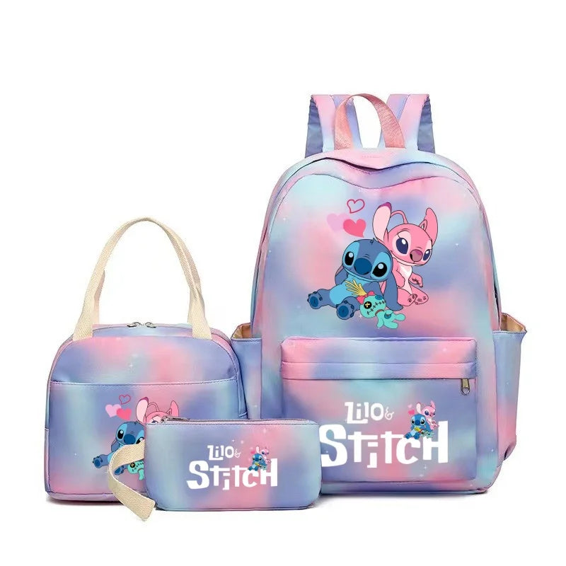 Mochila Infantil 3 Peças com Lancheira e Estojo - Stitch