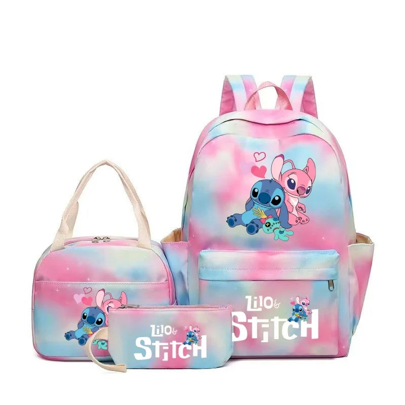 Mochila Infantil 3 Peças com Lancheira e Estojo - Stitch