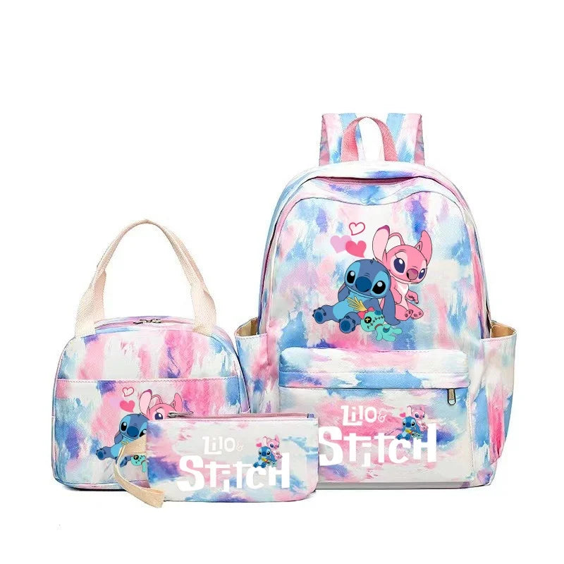 Mochila Infantil 3 Peças com Lancheira e Estojo - Stitch