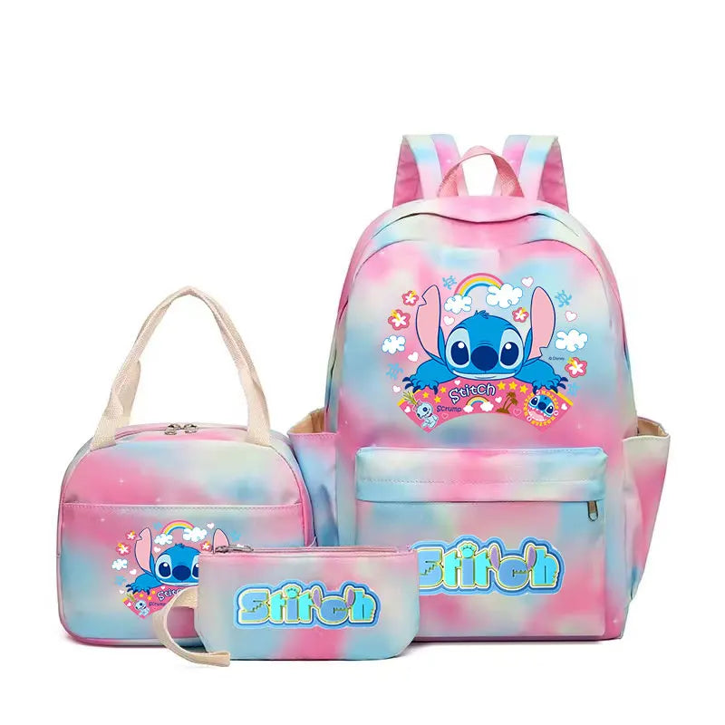 Mochila Infantil 3 Peças com Lancheira e Estojo - Stitch