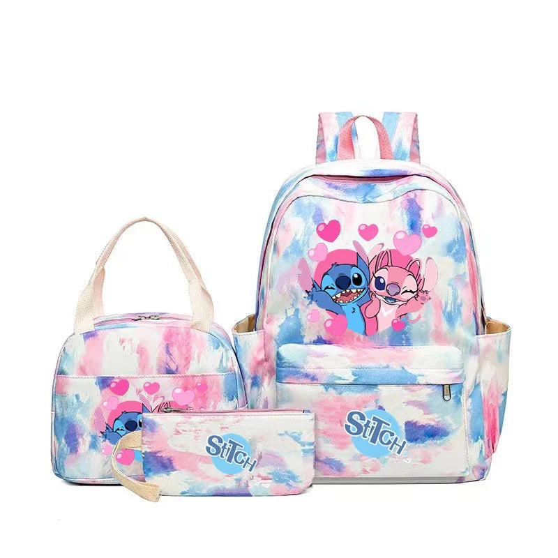 Mochila Infantil 3 Peças com Lancheira e Estojo - Stitch