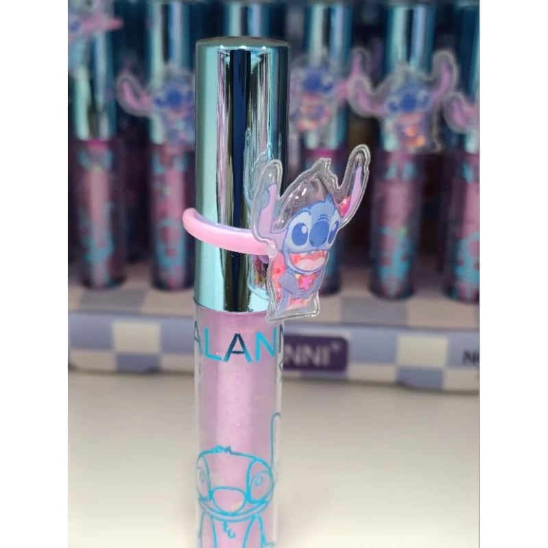 Lip Gloss, brilho labial colorido, gloss Stich, Gloss com anel, gloss brilho mágico