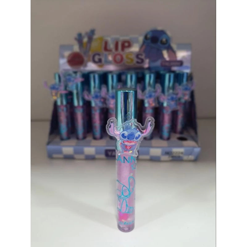 Lip Gloss, brilho labial colorido, gloss Stich, Gloss com anel, gloss brilho mágico